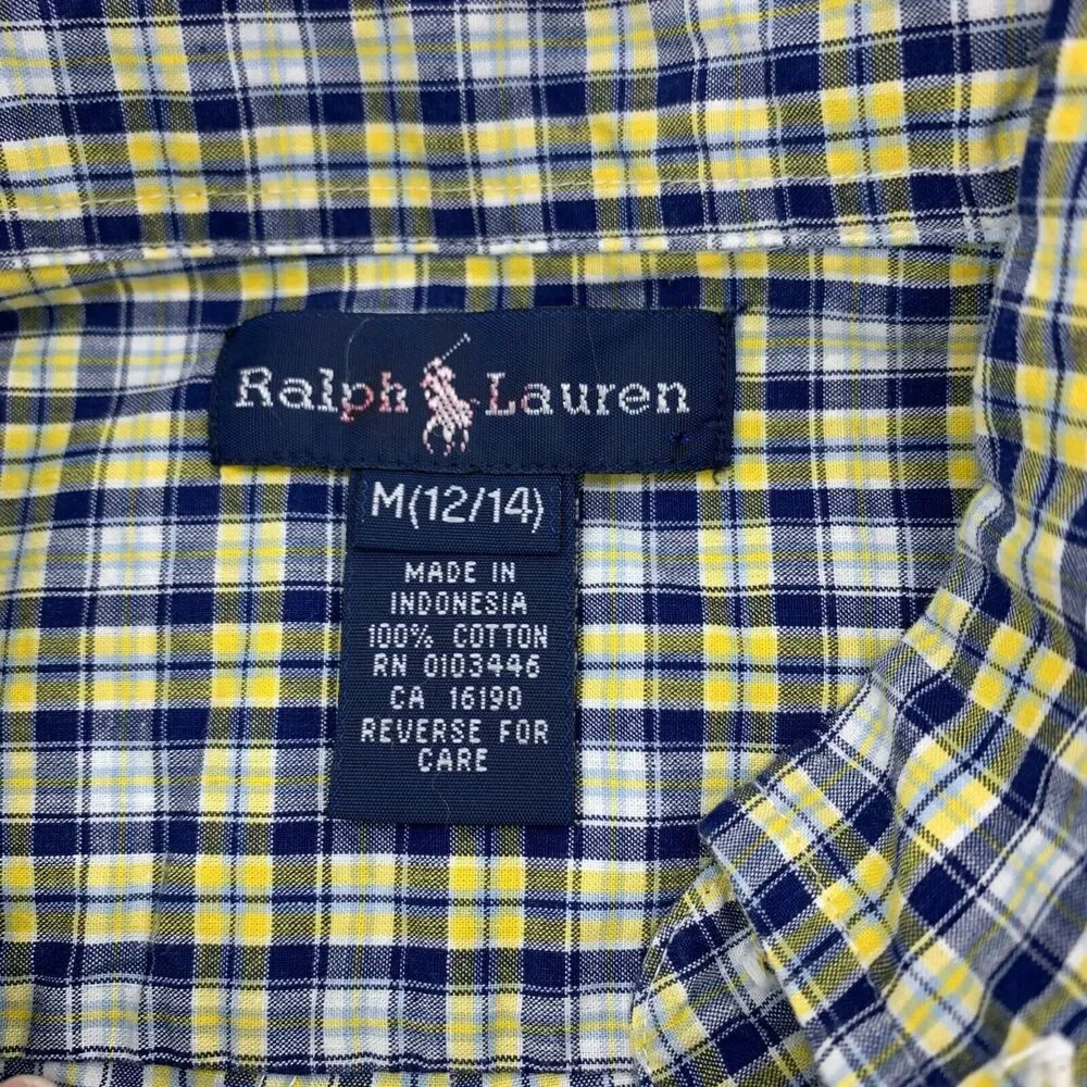 Ralph Lauren Cotton Flannel Multicolor Plaid Button Down Boys Size Medium